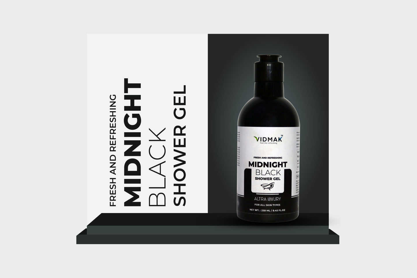 Refreshing Midnight Black Shower Gel with Aloe Vera & Licorice | Gently Cleanses, Hydrates & Brightens Dull Skin | Paraben-Free Daily Body Wash | For Men & Women – 250ml