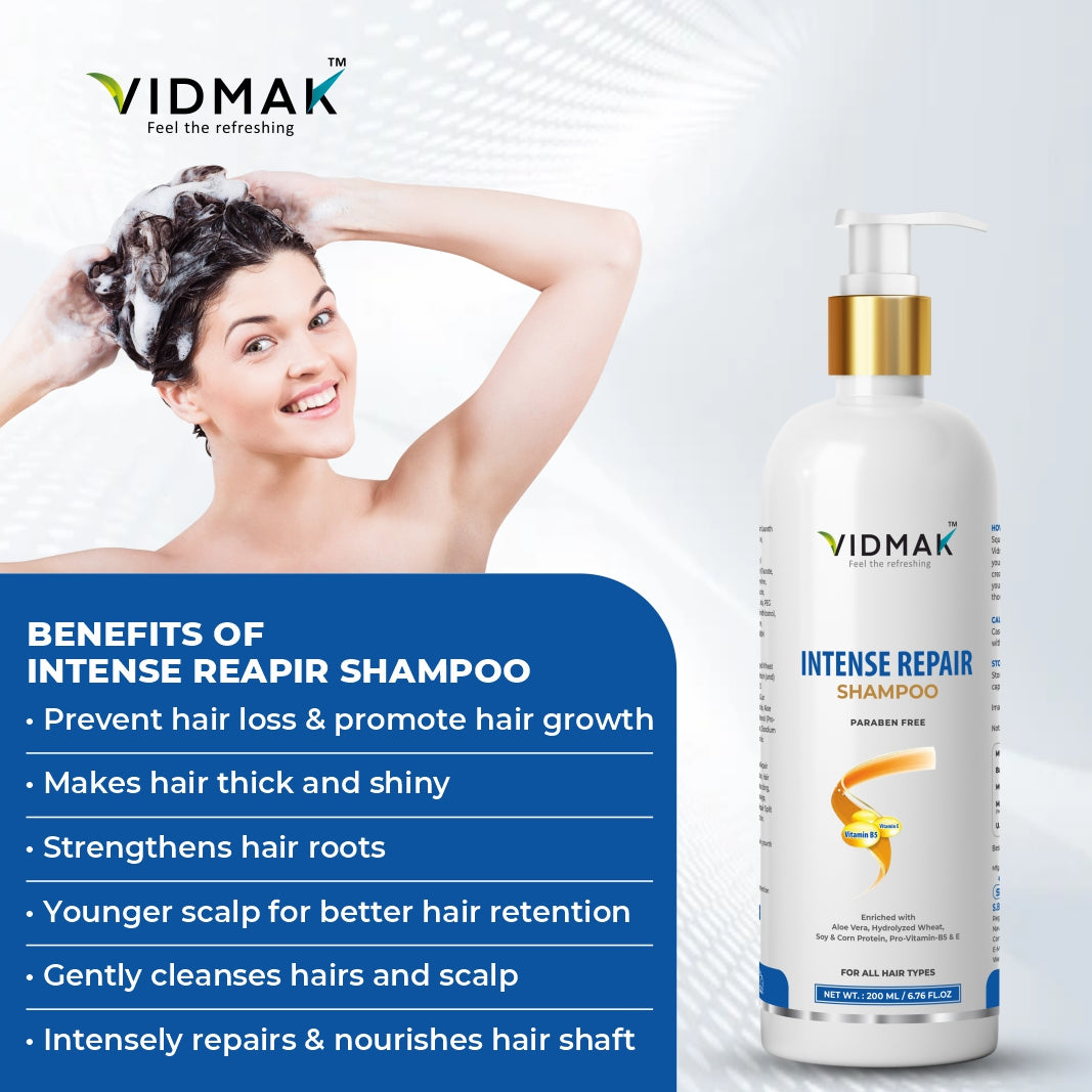 Intense Repair Shampoo with Pro Vitamin B5, Vitamin E & Soy-Corn Protein | Strengthens, Nourishes & Restores Damaged Hair | Sulfate-Free Formula for Smooth & Healthy Hair – 200ml