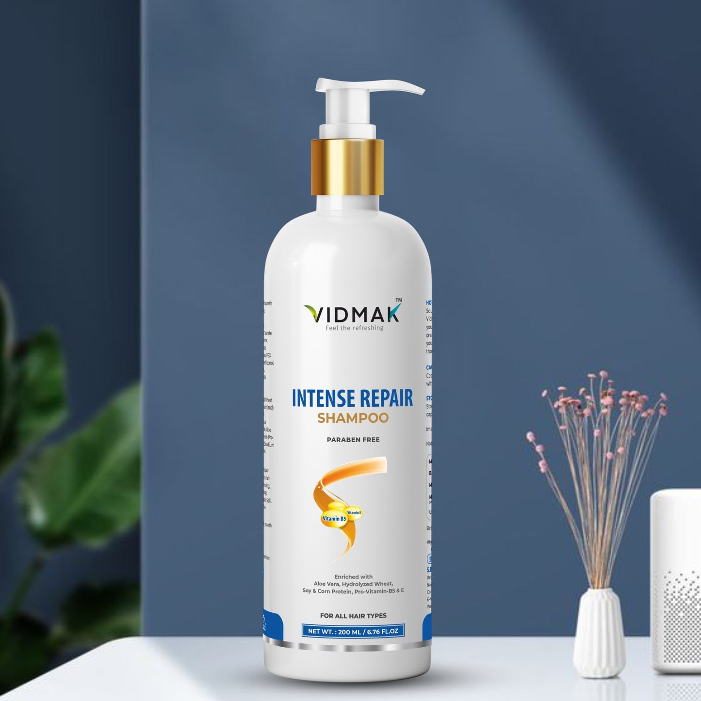 Intense Repair Shampoo with Pro Vitamin B5, Vitamin E & Soy-Corn Protein | Strengthens, Nourishes & Restores Damaged Hair | Sulfate-Free Formula for Smooth & Healthy Hair – 200ml